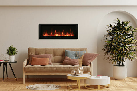 Image of Amantii Panorama 50 inch Slim Built-in Indoor & Outdoor Electric Fireplace - Heater - BI-50-SLIM-OD - Electric Fireplaces Depot