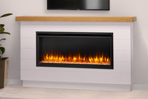 Hearth & Home SimpliFire Boyd Modern Farmhouse Mantel with Allusion Platinum 50 Electric Fireplace - Boud Build Out Kit
