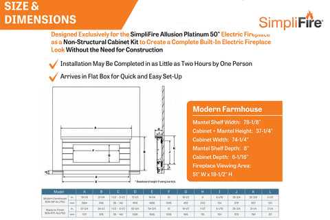 Image of SimpliFire Boyd 78 Modern Farmhouse Electric Fireplace 