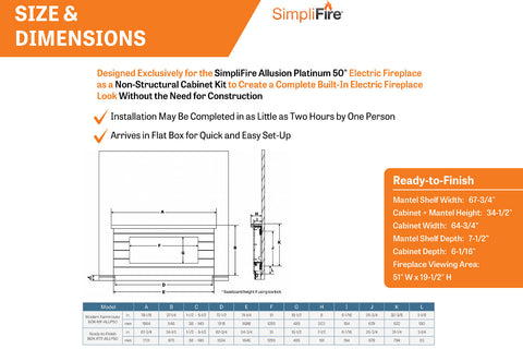 Image of SimpliFire Boyd 68 Ready to Finish Electric Fireplace