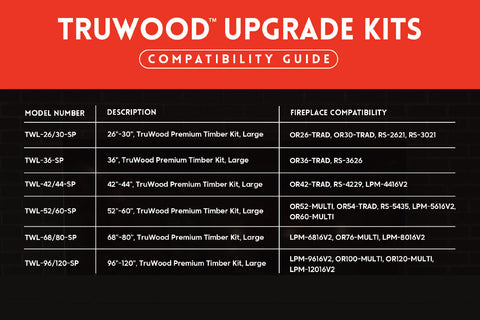 Image of Modern Flames TruWood Premium Large Timber Kit TWL-26/30-SP TWL-36-SP TWL-42/44-SP TWL-52/60-SP TWL-68/80-SP TWL-96/120-SP