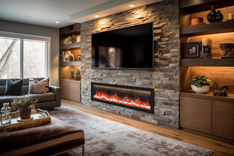 Image of Dynasty Allegro 76 inch Smart Linear Recessed Built in Electric Fireplace | DY-BFM76 | WiFi Dynasty Fireplaces