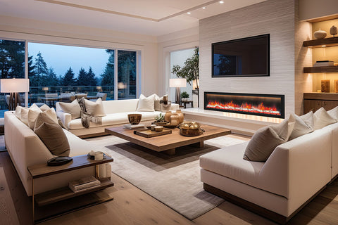 Image of Dynasty Allegro 76 inch Smart Linear Recessed Built in Electric Fireplace | DY-BFM76 | WiFi Dynasty Fireplaces