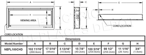 Image of Napoleon Alluravision 100-inch Wall Mount Electric Fireplace - Deep - Linear - NEFL100CHD - NEFL100CHD1-Electric Fireplaces Depot
