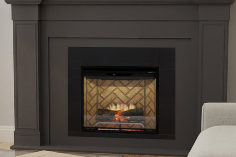 Image of Dimplex Revillusion Built In Electric Fireplace Herringbone Brick with Trim