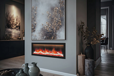 Image of Dynasty Allegro 58 inch Smart Linear Recessed Built in Electric Fireplace | DY-BFM58 | WiFi Dynasty Fireplaces