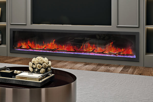 Dynasty Cascade 82-Inch Recessed Linear Electric Fireplace | DY