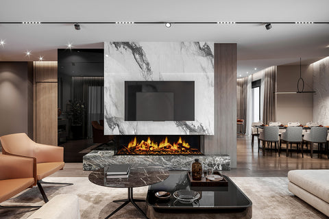 Image of Flamerite Fires E-Ridiuminch Holographic 3-Sided 2-Sided Built In Electric Fireplace 