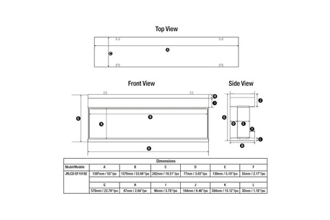 Image of ActiveFlame HD FlameTec PRO 55 inch LCD Virtual Smart Multi-Side View Built-In Electric Fireplace EF10192 dims
