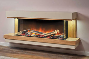 Flamerite Fires Elara 52 E-FX 1000 Electric Fireplace Wall Mount Suite in Oak and White FLR-FP-SUITE-ELARA-WM