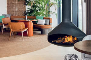 Focus Ergofocus Holographic Suspended Electric Fireplace No Heater in Black