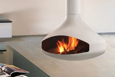 Image of Focus Ergofocus Holographic Suspended No Heat Electric Fireplace in White FCS-FP-ERGO-HOLO-WHT-HEAT