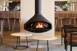 Focus Ergofocus Holographic Suspended Electric Fireplace with Heater in Black