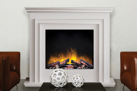 Image of Flamerite Fires Capella Mantel Packadge White with E-FX Slim Line 24-inch Electric Firebox | FLR-FP-SUITE-CAPELLA-WHITE