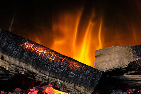 Image of Flamerite Fires Elara 52 E-FX Electric Fireplace Freestanding Suite Oak and White with Metal Legs FLR-FP-SUITE-ELARA-LGS Flames