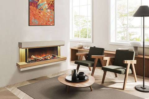 Image of Flamerite Fires Elara 52 E-FX 1000 Electric Fireplace Wall Mount Suite in Oak and White FLR-FP-SUITE-ELARA-WM