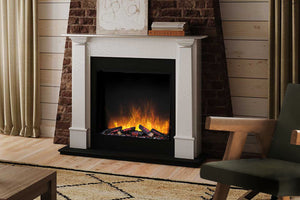 Flamerite Fires Europa Mantel Packadge White with E-FX Slim Line 30-inch Tall Electric Firebox | FLR-FP-SUITE-EUROPA-WHITE
