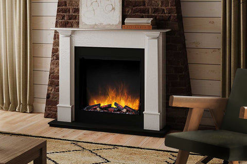 Image of Flamerite Fires Europa Mantel Packadge White with E-FX Slim Line 30-inch Tall Electric Firebox | FLR-FP-SUITE-EUROPA-WHITE