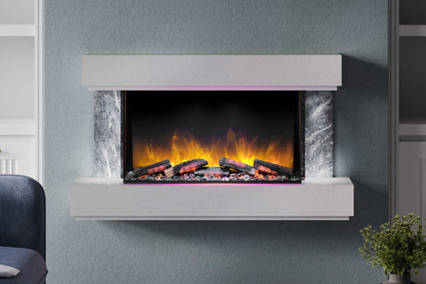Image of Flamerite Fires Milan 47-inch E-FX Slim Electric Fireplace Wall Mount Mantel Grey | Milan Suite FLR-FP-SUITE-MILAN-1200-GREY