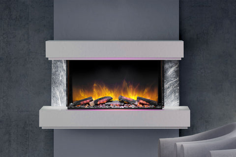 Image of Flamerite Fires Milan 47-inch E-FX Slim Electric Fireplace Wall Mount Mantel Grey | Milan Suite FLR-FP-SUITE-MILAN-1200-GREY