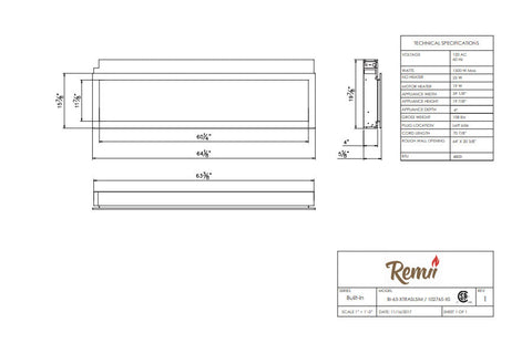 Image of Remii 65 Inch Extra Slim Built-In Indoor Outdoor Electric Fireplace | Heater | 102765-XS | Electric Fireplaces Depot