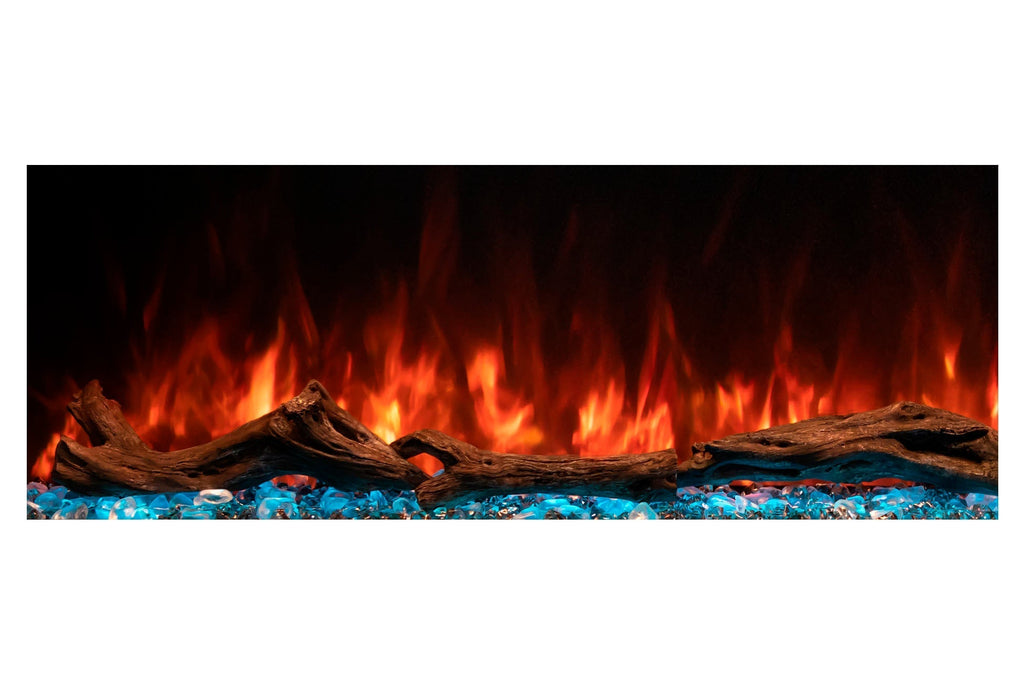 Modern Flames Landscape Pro 82 in 3-Sided Wall Mount Mantel in Driftwood Grey - Studio Suite Electric Fireplace LPM-6816