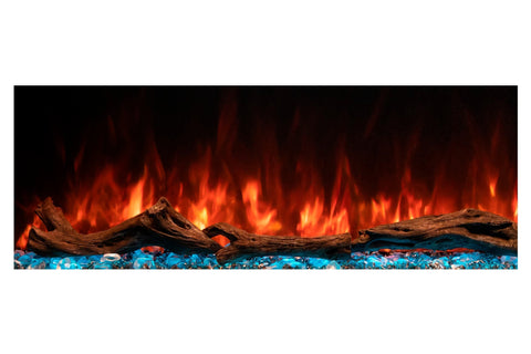Image of Modern Flames Landscape Pro 82 in 3-Sided Wall Mount Mantel in Driftwood Grey - Studio Suite Electric Fireplace LPM-6816