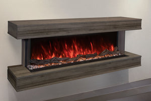 Modern Flames Landscape Pro 70 in 3-Sided Wall Mount Mantel Driftwood Grey - Studio Suite Electric Fireplace - LPM-5616