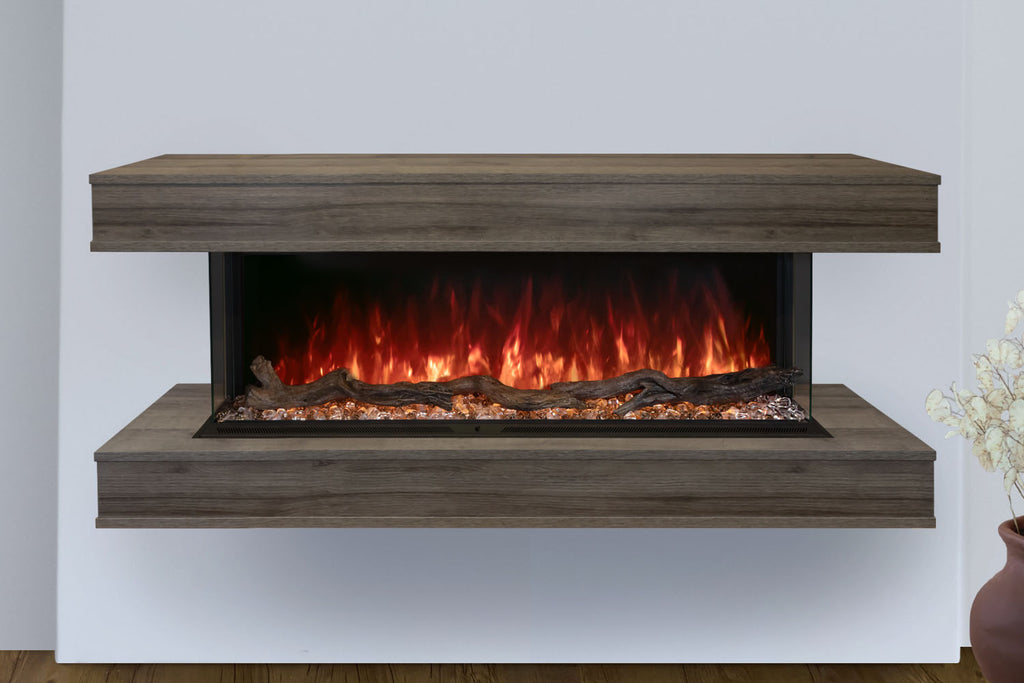 Modern Flames Landscape Pro 58 in 3-Sided Electric Fireplace Wall Mount Studio Suite Mantel Driftwood Grey | WMC44LPMDW
