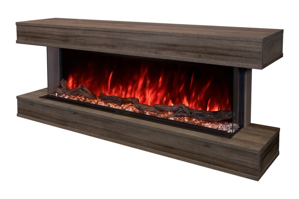 Modern Flames Landscape Pro 70 in 3-Sided Wall Mount Mantel Driftwood Grey - Studio Suite Electric Fireplace - LPM-5616