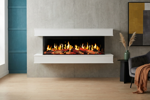 Image of Modern Flames Orion Multi V2 3-Sided Electric Fireplace Wall Mount Studio Suite Mantel White - OR-MULTI-V2-WSS-OR-RTF