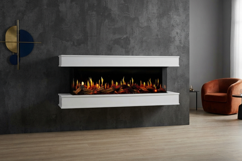 Image of Modern Flames Orion Multi V2 3-Sided Electric Fireplace Wall Mount Studio Suite Mantel White - OR-MULTI-V2-WSS-OR-RTF
