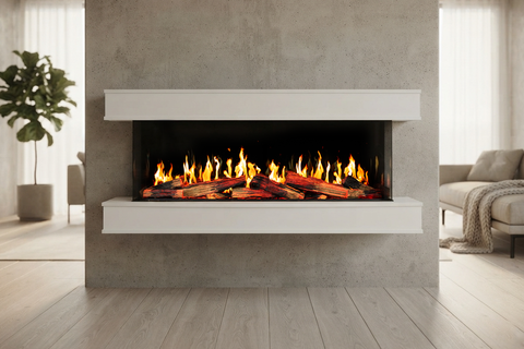 Image of Modern Flames Orion Multi V2 64 3-Sided Electric Fireplace Wall Mount Studio Suite Mantel White - OR52-MULTI-V2-WSS-OR52-RTF