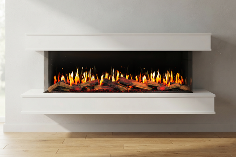 Image of Modern Flames Orion Multi V2 3-Sided Electric Fireplace Wall Mount Studio Suite Mantel White - OR-MULTI-V2-WSS-OR-RTF