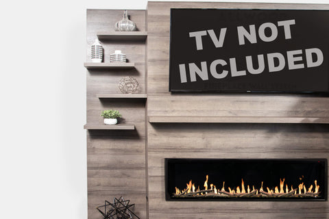 Image of Modern Flames Allwood Fireplace Media Wall in Sand - Orion Slim Heliovision 60 Electric Fireplace - AFWO-CS | OR60-SLIM