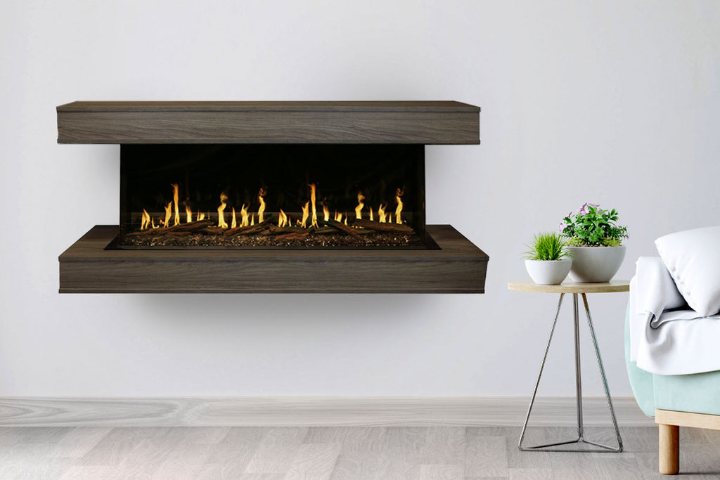 Modern Flames Orion Multi 73 inch 3-Sided Electric Fireplace Wall Mount Studio Suite Mantel Driftwood Gray WSS-OR60-DW