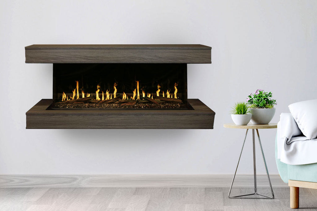 Modern Flames Orion Multi 88 inch 3-Sided Electric Fireplace Wall Mount Studio Suite Mantel Driftwood Gray WSS-OR76-DW