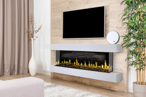 Modern Flames Orion Multi 73'' Heliovision Electric Fireplace Wall Mount Studio Suite | White Ready to Paint
