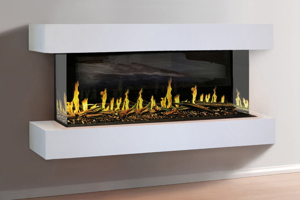 Modern Flames Orion Multi 73 inch 3-Sided Electric Fireplace Wall Mount Studio Suite Mantel White  WSS-OR60-RTF