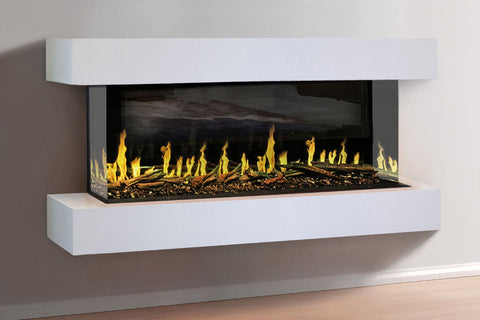 Image of Modern Flames Orion Multi 88 inch 3-Sided Electric Fireplace Wall Mount Studio Suite Mantel White WSS-OR76-RTF