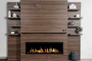 Modern Flames New Allwood Fireplace Media Wall in Walnut - Orion Slim V2 Heliovision 60 Electric Fireplace - AFWS-WW | OR60-SLIM-V2