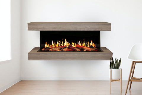 Image of Modern Flames Orion Multi V2 64 inch 3-Sided Electric Fireplace Wall Mount Studio Suite Mantel Sand - OR52-MULTI-V2-WSS-OR52-CS