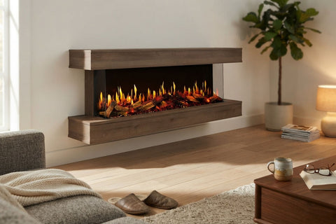 Image of Modern Flames Orion Multi V2 3-Sided Electric Fireplace Wall Mount Studio Suite Mantel Walnut - OR-MULTI-V2-WSS-OR-WW