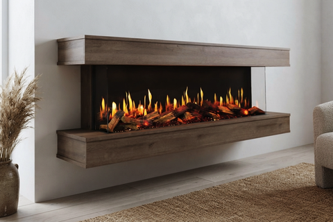 Image of Modern Flames Orion Multi V2 73 3-Sided Electric Fireplace Wall Mount Studio Suite Mantel Walnut - OR52-MULTI-V2-WSS-OR60-WW