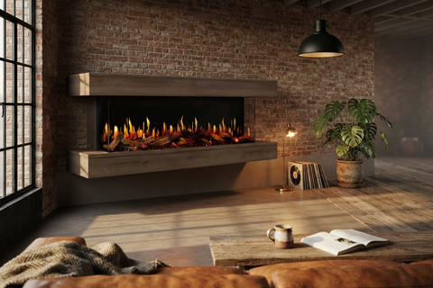 Image of Modern Flames Orion Multi V2 3-Sided Electric Fireplace Wall Mount Studio Suite Mantel Walnut - OR-MULTI-V2-WSS-OR-WW