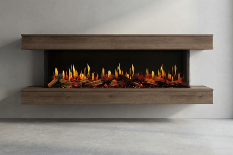 Image of Modern Flames Orion Multi V2 3-Sided Electric Fireplace Wall Mount Studio Suite Mantel Walnut - OR-MULTI-V2-WSS-OR-WW
