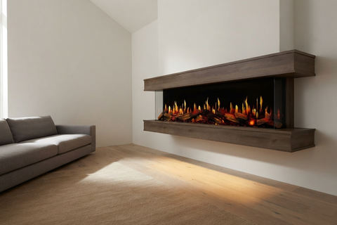 Image of Modern Flames Orion Multi V2 73 3-Sided Electric Fireplace Wall Mount Studio Suite Mantel Walnut - OR52-MULTI-V2-WSS-OR60-WW