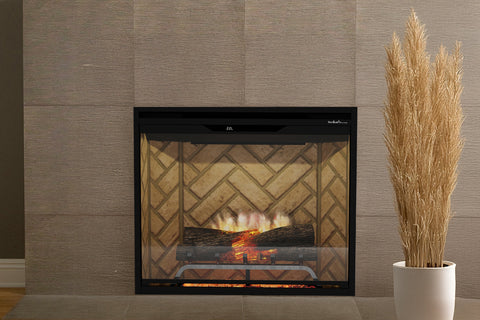 Image of Dimplex Revillusion Built In Electric Fireplace Herringbone Brick - Firebox - Heater - REV