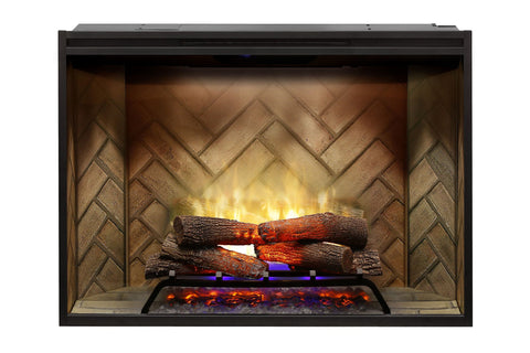 Image of Dimplex Revillusion 42 inch Built-In Electric Fireplace with Herringbone Brick - Firebox - Heater - RBF42 - Electric Fireplaces Depot