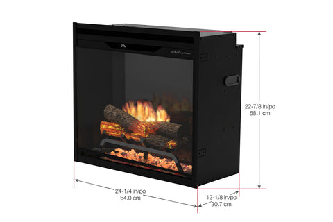 Image of Dimplex Revillusion 24 inch Built In Electric Fireplace Black - Firebox - REV24-BL 500005446 Dims